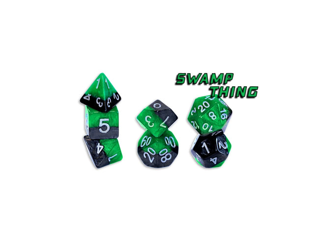 Gamers Guild AZ Gate Keeper Games GKGH592-7d - Gate Keeper Games 7 Die Set: Swamp Thing Halfsies Dice Gate Keeper Games