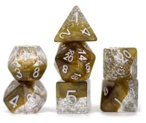 Gamers Guild AZ Gate Keeper Games GKGHG00-7d - Gate Keeper Games 7 Die Set: Glitter Gold Halfsies Dice Gate Keeper Games