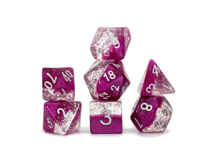 Gamers Guild AZ Gate Keeper Games GKGHG01-7d - Gate Keeper Games 7 Die Set: Glitter Wine Halfsies Dice - Black Friday Gate Keeper Games