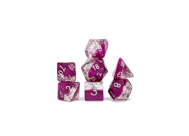 Gamers Guild AZ Gate Keeper Games GKGHG01-7d - Gate Keeper Games 7 Die Set: Glitter Wine Halfsies Dice - Black Friday Gate Keeper Games