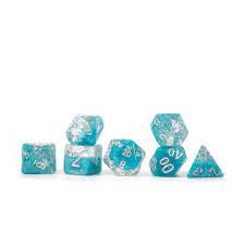 Gamers Guild AZ Gate Keeper Games GKGHG03-7d - Gate Keeper Games 7 Die Set: Glitter Aqua Halfsies Dice Gate Keeper Games