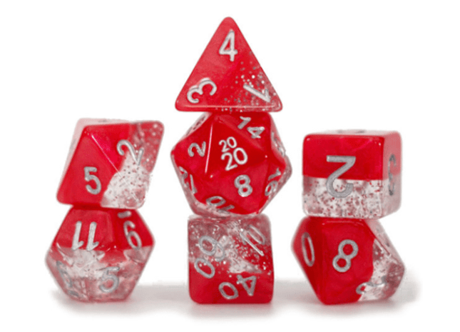 Gamers Guild AZ Gate Keeper Games GKGHG10-7d - Gate Keeper Games 7 Die Set: Glitter Red Halfsies Dice Gate Keeper Games
