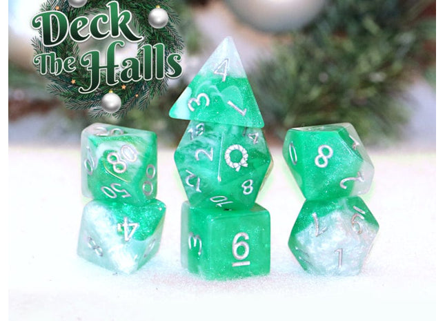 Gamers Guild AZ Gate Keeper Games GKGHG20-7d - Gate Keeper Games 7 Die Set: Glitter Green Halfsies Dice Gate Keeper Games