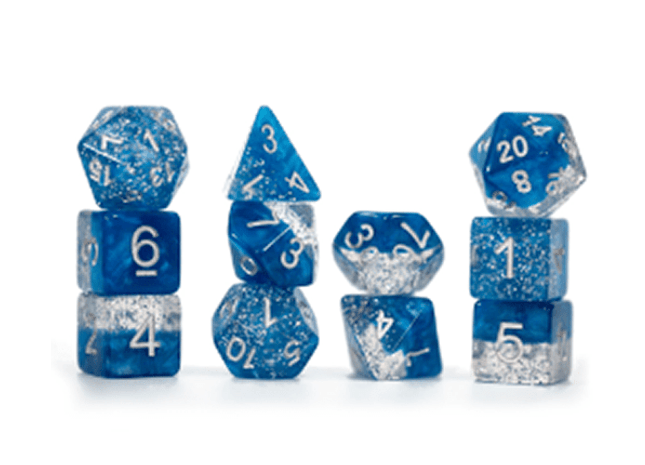 Gamers Guild AZ Gate Keeper Games GKGHG30-11d - Gate Keeper Games 11 Die Set: Glitter Blue Halfsies Dice Gate Keeper Games