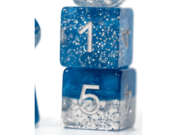 Gamers Guild AZ Gate Keeper Games GKGHG30-12d6 - Gate Keeper Games Set of 12 D6: Glitter Blue Halfsies Dice Gate Keeper Games