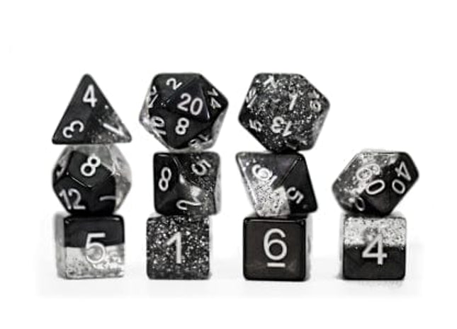 Gamers Guild AZ Gate Keeper Games GKGHG80-11d - Gate Keeper Games 11 Die Set: Glitter Black Halfsies Dice Gate Keeper Games