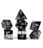 Gamers Guild AZ Gate Keeper Games GKGHG80-7d - Gate Keeper Games 7 Die Set: Glitter Black Halfsies Dice Gate Keeper Games