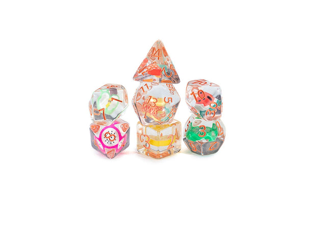 Gamers Guild AZ Gate Keeper Games GKGID11-7d - Gate Keeper Games 7 Die Set: Agua Fresca Fruit Inclusion Dice Gate Keeper Games