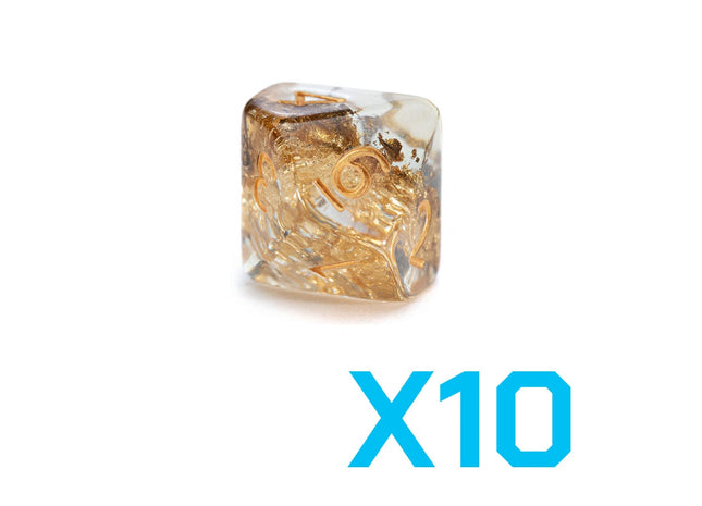 Gamers Guild AZ Gate Keeper Games GKGN000-10d10 - Gate Keeper Games Set of 10 D10: Heart of Gold Neutron Dice Gate Keeper Games