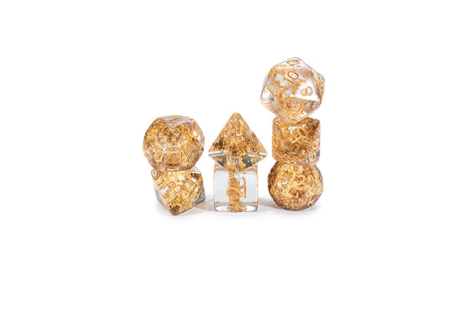 Gamers Guild AZ Gate Keeper Games GKGN000-7d - Gate Keeper Games 7 Die Set: Heart of Gold Neutron Dice Gate Keeper Games