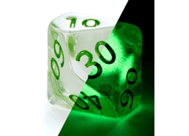 Gamers Guild AZ Gate Keeper Games GKGR02-10d10 - Gate Keeper Games Set of 10 D10: Firefly Radiant Dice Glow in the Dark Gate Keeper Games