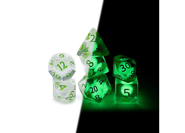 Gamers Guild AZ Gate Keeper Games GKGR02-7d - Gate Keeper Games 7 Die Set: Firefly Radiant Dice Glow in the Dark Gate Keeper Games