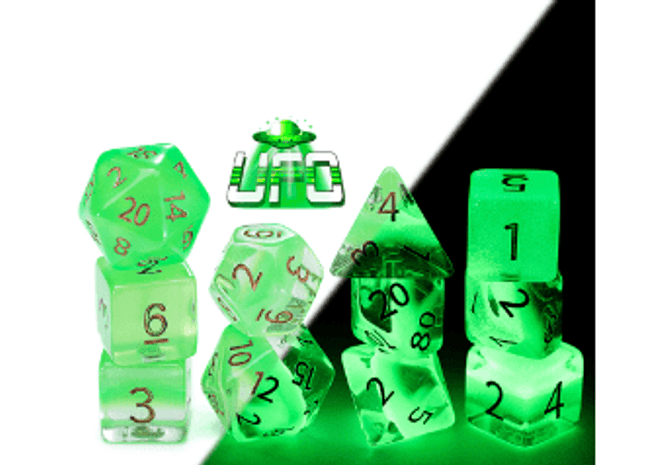 Gamers Guild AZ Gate Keeper Games GKGR020-11d - Gate Keeper Games 11 Die Set: UFO Radiant Dice Glow in the Dark Gate Keeper Games