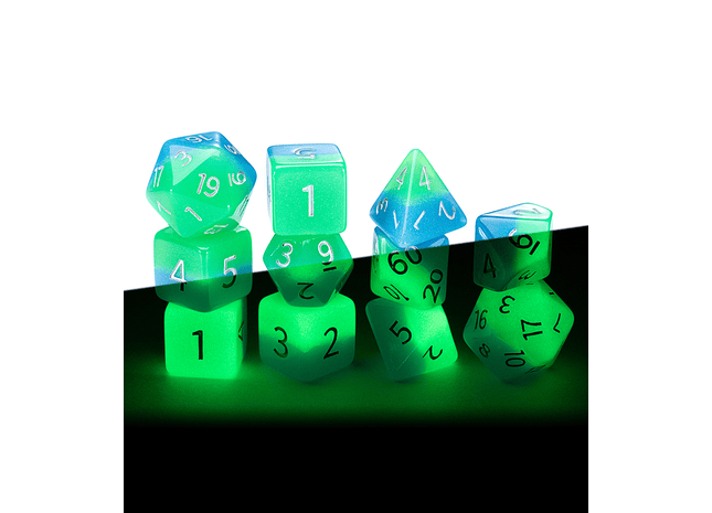 Gamers Guild AZ Gate Keeper Games GKGR23-11d - Gate Keeper Games 11 Die Set: Bioluminescent Dice Glow in the Dark Gate Keeper Games