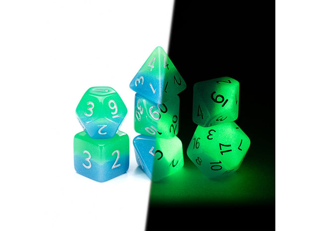 Gamers Guild AZ Gate Keeper Games GKGR23-7d - Gate Keeper Games 7 Die Set: Bioluminescent Dice Glow in the Dark Gate Keeper Games