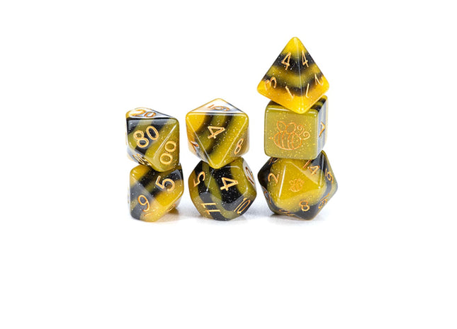Gamers Guild AZ Gate Keeper Games GKGSG08080-7d - Gate Keeper Games 7 Die Set: Electric Bumble Bee Sui Generis Dice Gate Keeper Games