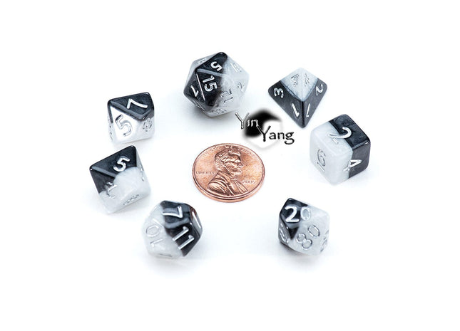 Gamers Guild AZ Gate Keeper Games GKGTINYH87-7d - Gate Keeper Games 7 Die Set: Yin Yang 12mm Mighty Tiny Dice Gate Keeper Games