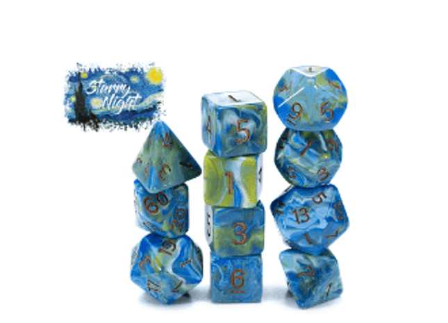 Gamers Guild AZ Gate Keeper Games GKGVG3347-11d - Gate Keeper Games 11 Die Set: Starry Night Van Gogh Dice Gate Keeper Games