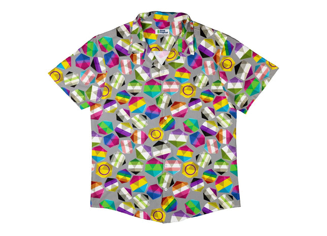 Gamers Guild AZ Geek Tropical Geek Tropical: Roll with Pride LGBTQ Dice Dnd Button Up Shirt Geek Tropical