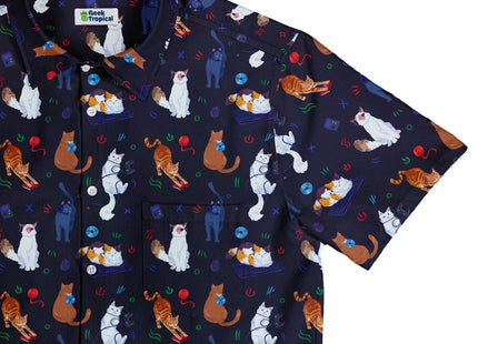 Gamers Guild AZ Geek Tropical Geek Tropical: Video Game Cats Dark Button Up Shirt Geek Tropical