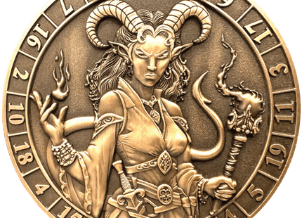 Gamers Guild AZ Goliath Coins Goliath Coins: Dice Coin D20 Female Tiefling Warlock Quartermaster Direct