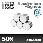 Gamers Guild AZ Green Stuff World Neodymium Magnets: (3x0.5mm) - 50 units (N35) Green Stuff World