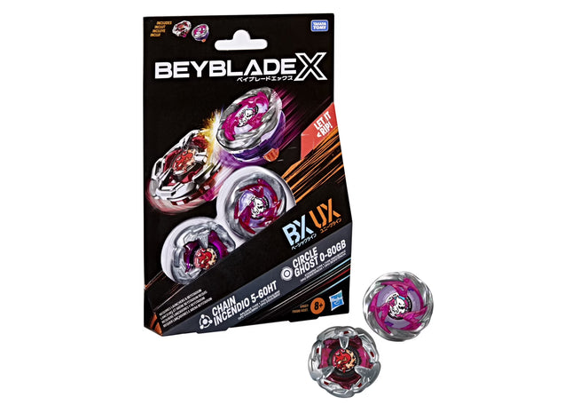 Gamers Guild AZ Hasbro Beyblade X Dual Pack: Chain Incendio 5-60HT vs. Circle Ghost 0-80GB Discontinue
