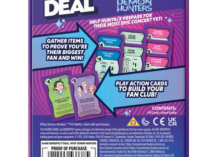 Gamers Guild AZ Hasbro Monopoly Deal: K-POP Demon Hunters (Pre-Order) Southern Hobby