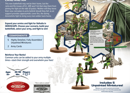 Gamers Guild AZ Heroscape G.I. JOE Heroscape: Greenshirts & Battle Copter Common Army Expansion [Unpainted Edition] (Pre-Order) Renegade Game Studios