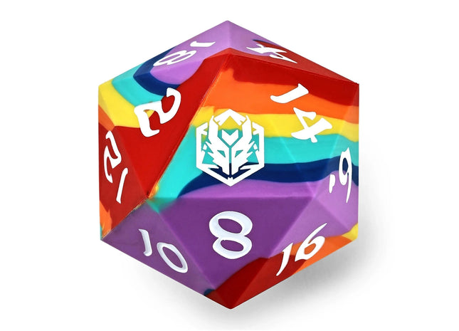 Gamers Guild AZ HYMGHO 55mm Chonk Rubber Silicon D20 - Rainbow Realms HYMGHO
