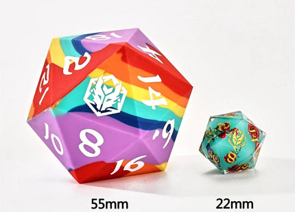 Gamers Guild AZ HYMGHO 55mm Chonk Rubber Silicon D20 - Rainbow Realms HYMGHO
