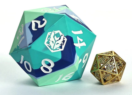 Gamers Guild AZ HYMGHO 55mm Chonk Rubber Silicon D20- The Ice Ball HYMGHO