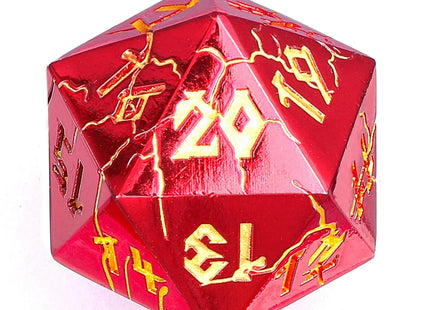 Gamers Guild AZ HYMGHO Barbarian 35mm Solid Metal Single D20 Spin Down - Red with Gold HYMGHO