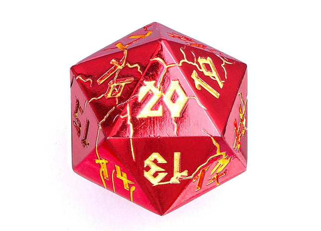 Gamers Guild AZ HYMGHO Barbarian 35mm Solid Metal Single D20 Spin Down - Red with Gold HYMGHO