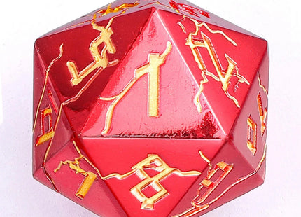 Gamers Guild AZ HYMGHO Barbarian 35mm Solid Metal Single D20 Spin Down - Red with Gold HYMGHO
