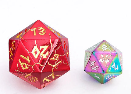 Gamers Guild AZ HYMGHO Barbarian 35mm Solid Metal Single D20 Spin Down - Red with Gold HYMGHO