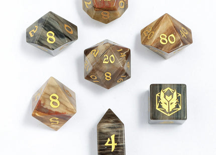 Gamers Guild AZ HYMGHO BRB062: Dragon's Hoard Gemstone Dice Set - Petrified Wood HYMGHO