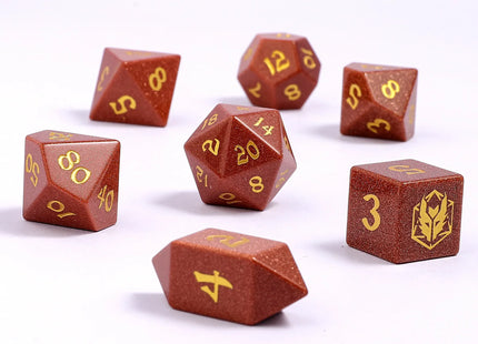 Gamers Guild AZ HYMGHO BRB071: Dragon's Hoard Gemstone Dice Set - Gold Sandstone HYMGHO