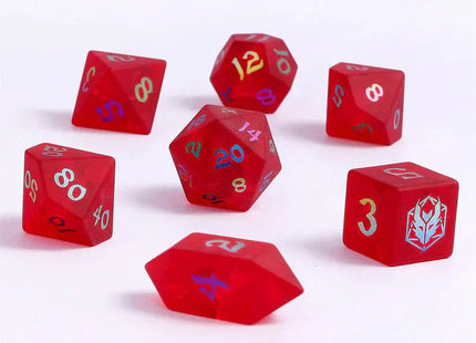 Gamers Guild AZ HYMGHO BRB074: Blasted Frosted Glass Dice Set - Red HYMGHO