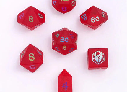 Gamers Guild AZ HYMGHO BRB074: Blasted Frosted Glass Dice Set - Red HYMGHO