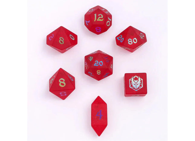 Gamers Guild AZ HYMGHO BRB074: Blasted Frosted Glass Dice Set - Red HYMGHO