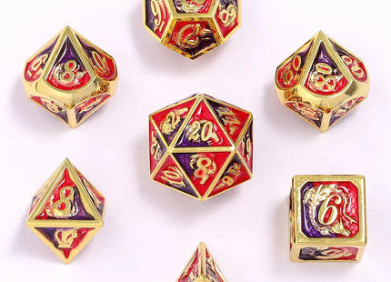 Gamers Guild AZ HYMGHO BRL119: Solid Metal Dragon Dice - gold w/Red & Purple HYMGHO
