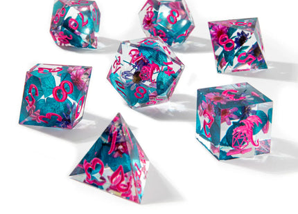 Gamers Guild AZ HYMGHO BRR029: Captured Magic Sharp Edge Resin Dice Set - Vapor Wave Blossom HYMGHO