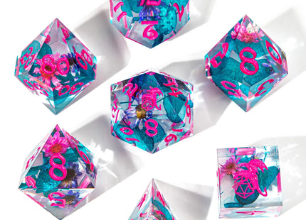 Gamers Guild AZ HYMGHO BRR029: Captured Magic Sharp Edge Resin Dice Set - Vapor Wave Blossom HYMGHO
