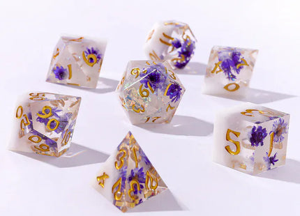 Gamers Guild AZ HYMGHO BRR073: Captured Magic: Sharp Edge Resin Dice Set - Cloud Blossom HYMGHO