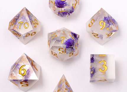 Gamers Guild AZ HYMGHO BRR073: Captured Magic: Sharp Edge Resin Dice Set - Cloud Blossom HYMGHO