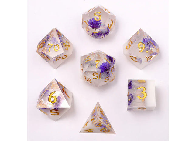 Gamers Guild AZ HYMGHO BRR073: Captured Magic: Sharp Edge Resin Dice Set - Cloud Blossom HYMGHO