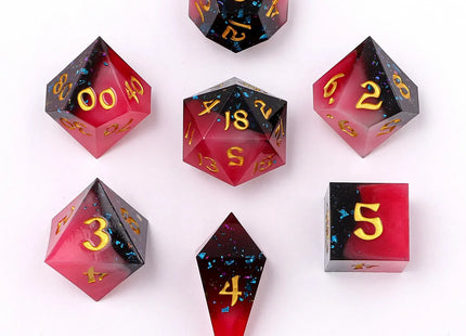Gamers Guild AZ HYMGHO BRR079: Captured Magic Sharp Edge Resin Dice Set - Magma Dip HYMGHO