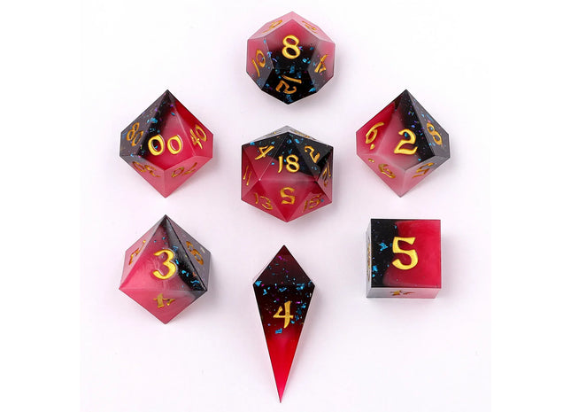 Gamers Guild AZ HYMGHO BRR079: Captured Magic Sharp Edge Resin Dice Set - Magma Dip HYMGHO