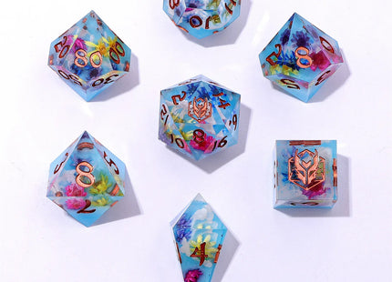 Gamers Guild AZ HYMGHO BRR097: Captured Magic Sharp Edge Resin Dice Set - Floral Mirage HYMGHO